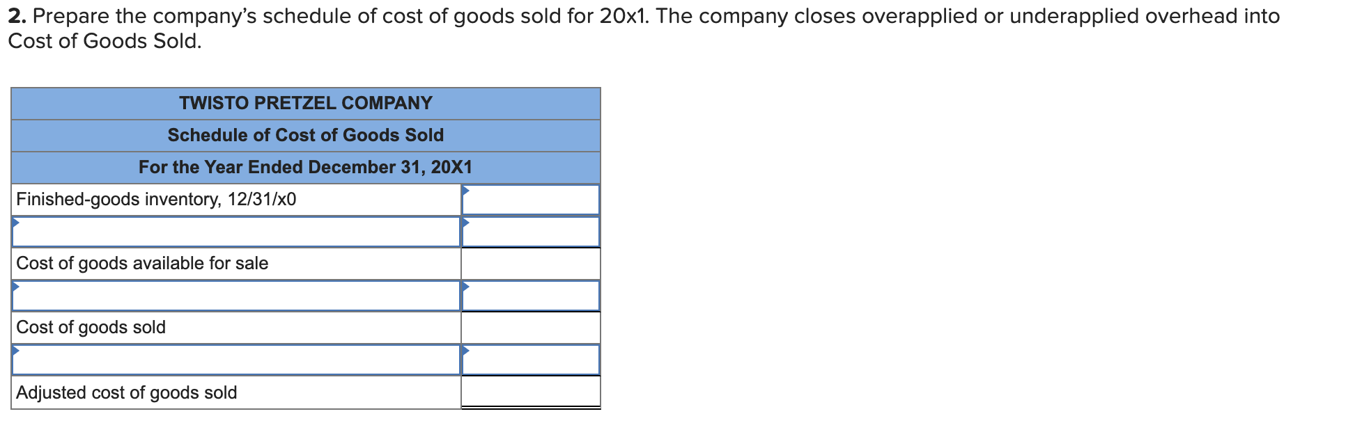 inventory, 12/31/x0 Selling and administrative salaries Insurance on factory and equipment Work-in-process