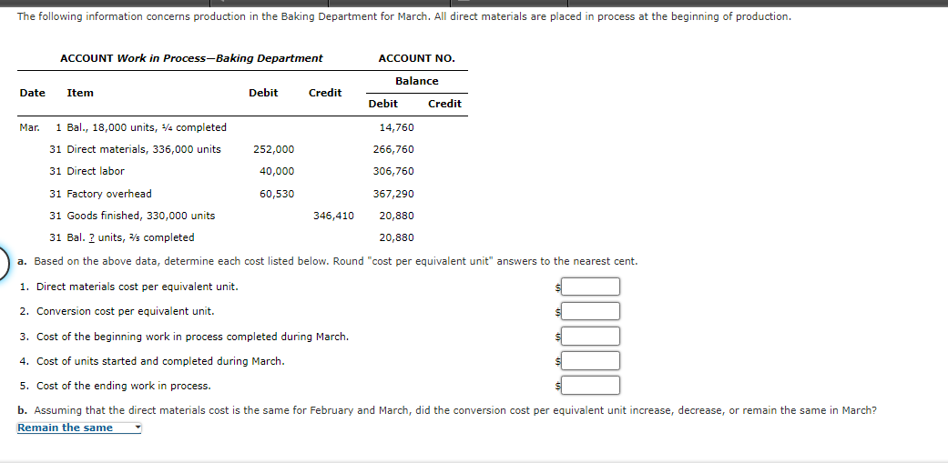 Please help explain and solve equation The following information concerns production in