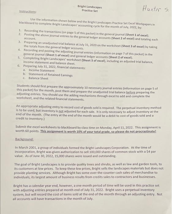  can you do #3 Bright Landscapes Practice Set Hunter s. Instructions