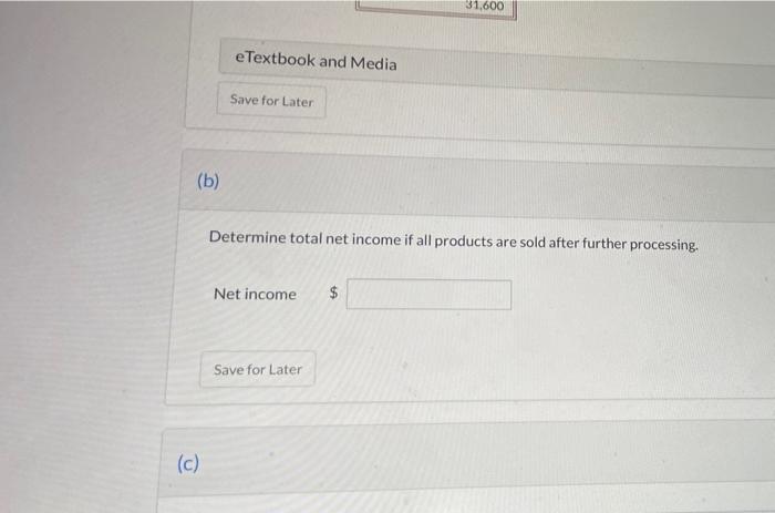 Each of the products can be sold at the split-off point or