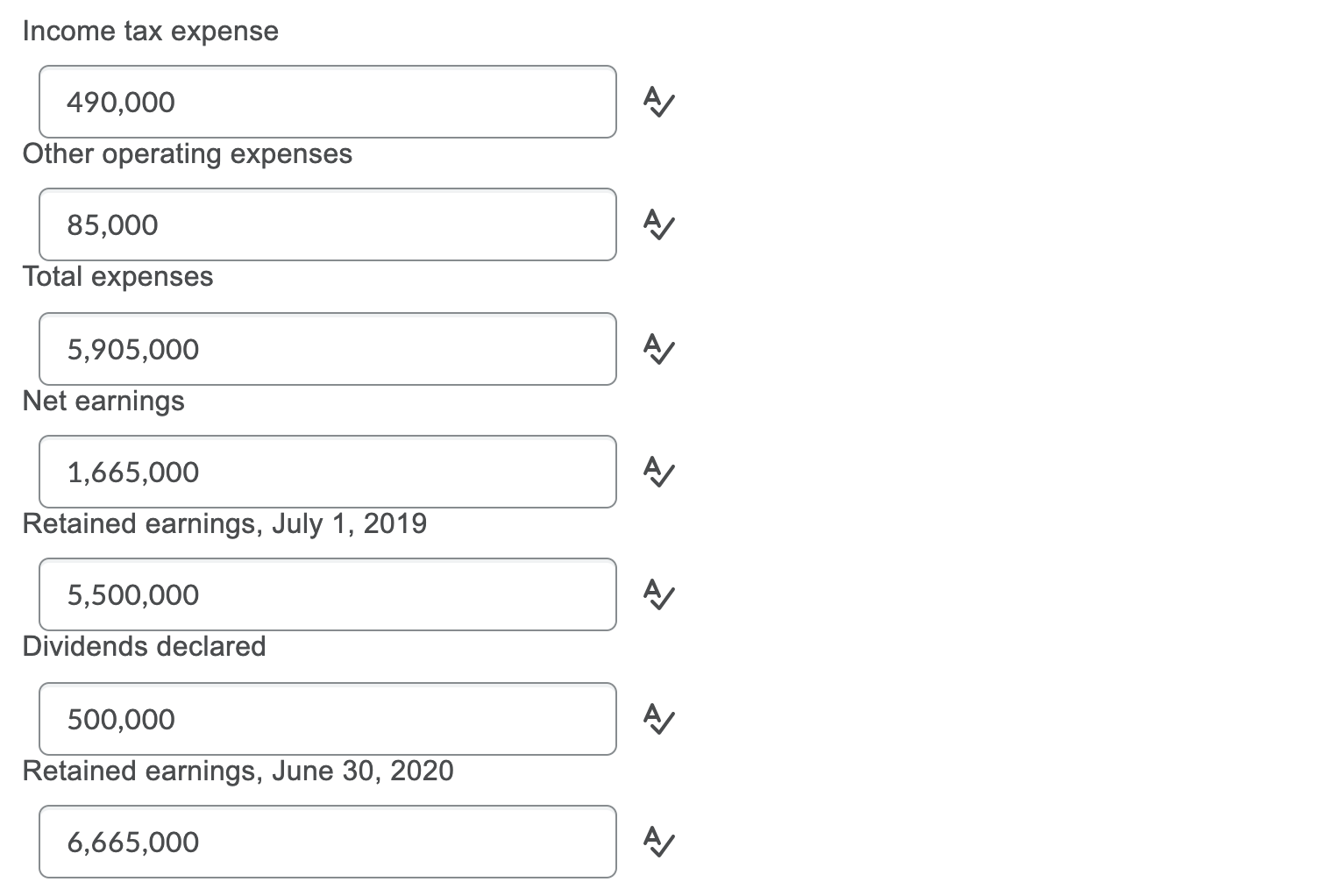 the two companies for the year ended June 30, 2020 is as