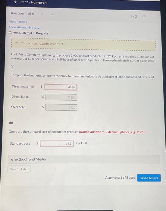 please post full answer + Ch 11 - Homework Question 1 of