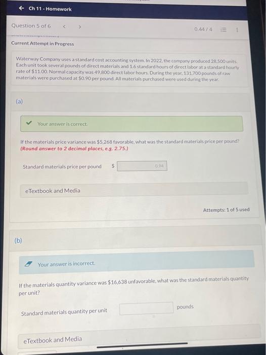 PLEASE POST FULL ANSWER + Ch 11 - Homework Question 5 of
