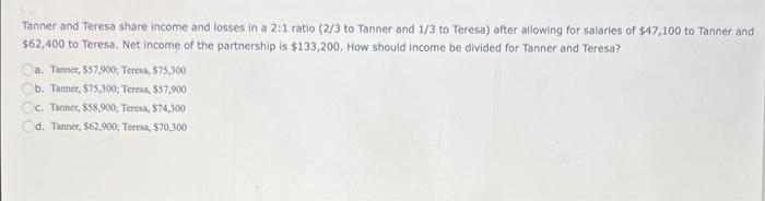  please answer all questions correctly for a like! Tanner and Teresa