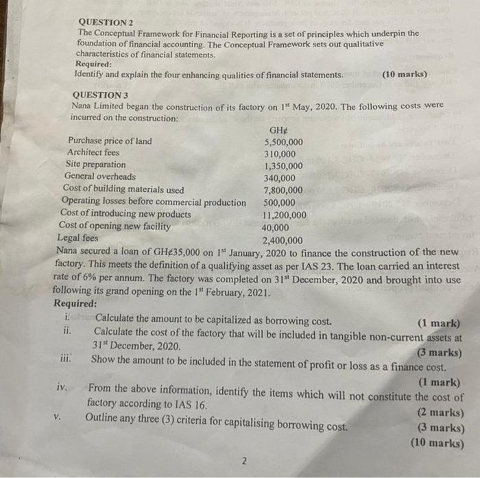  please answer question 3 QUESTION 2 The Conceptual Framework for Financial