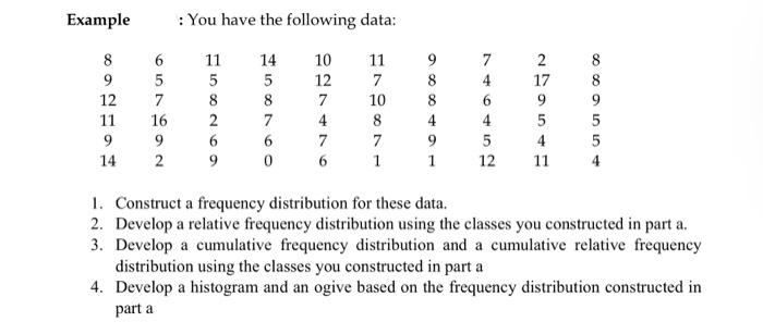  1. Construct a frequency distribution for these data. 2. Develop a