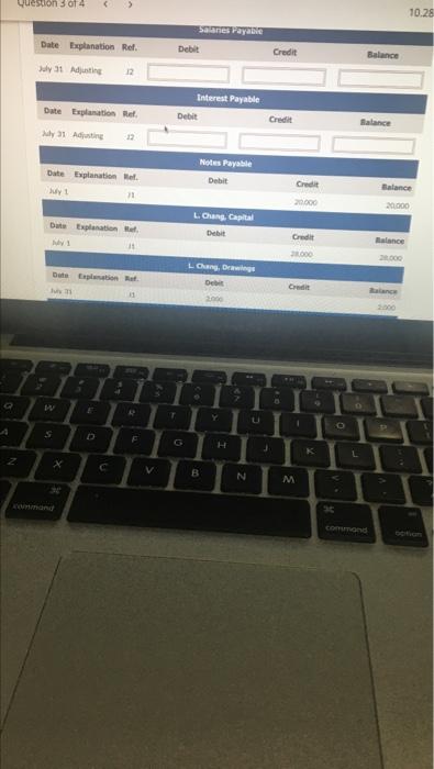 account Pald $3,000 for employee salaries Billed customers $9.700 for cleaning services