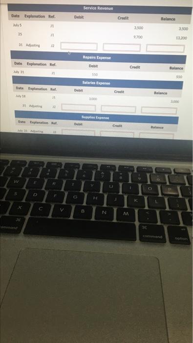 Collected $3.500 from customers billed on July 5. Pald $550 for repairs