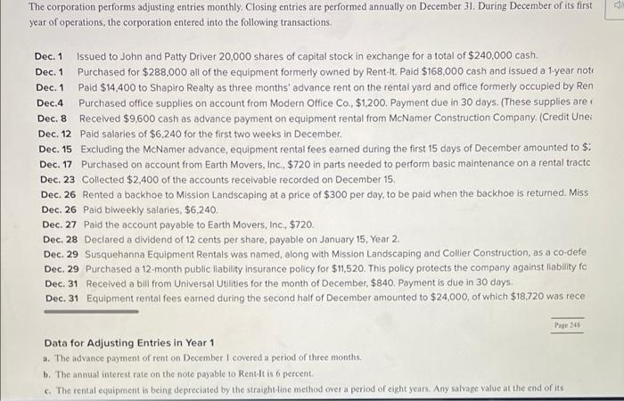 be $16,344 COMPREHENSIVE PROBLEM 1 Susquehanna Equipment Rentals A COMPREHENSIVE ACCOUNTING CYCLE