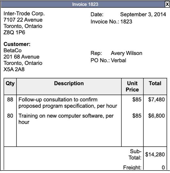Part 1 [70 points) Inter-Trade Corp. is a small computer consulting business.
