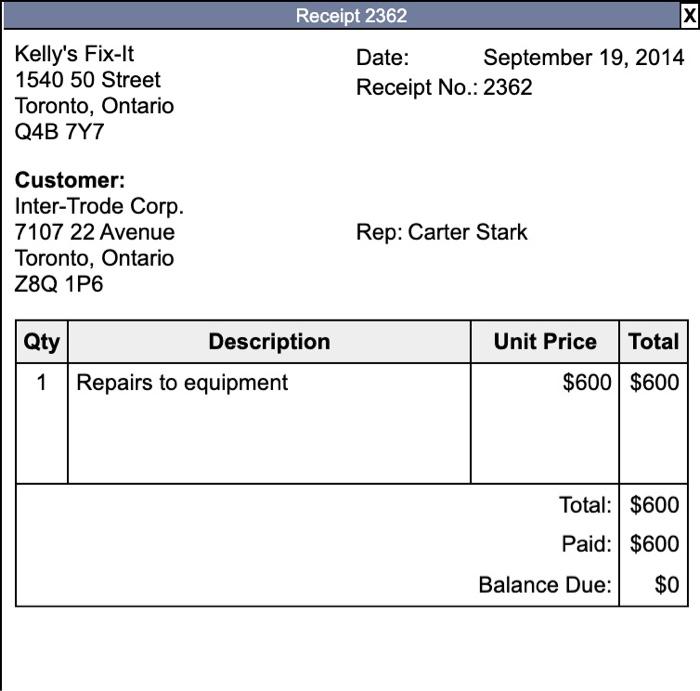 outstanding on August 31, 2014 Depreciation on the equipment is $600 per