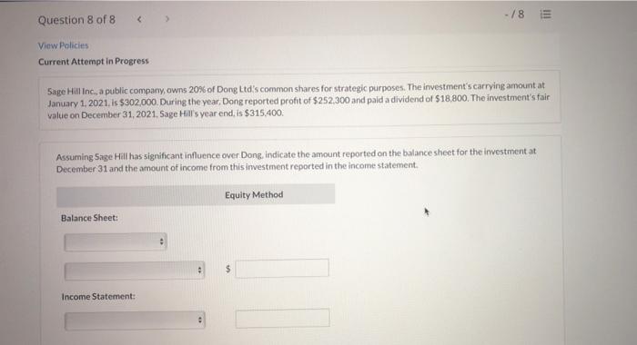 please answer both method (Equity and Cost) - 18 E Question 8