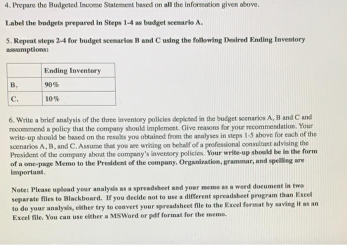 format of the budgets shown in chapter 8 of your textbook. The
