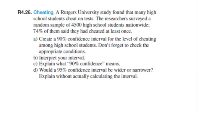 1.26. Cheating A Rutgers University study found that many high school