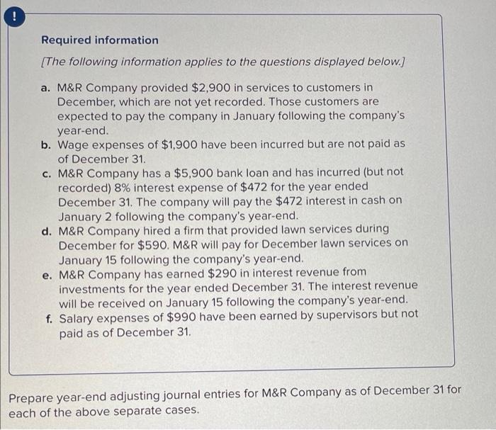 create journal entry ! Required information (The following information applies to the