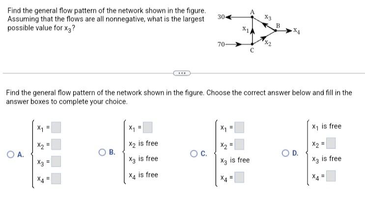  Find the general flow pattern of the network shown in the