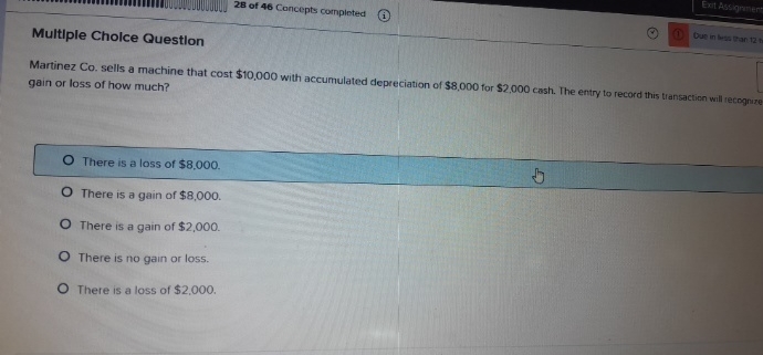  Multiple Cholce Questlon Martinez Co. sells a machine that cost $10,000
