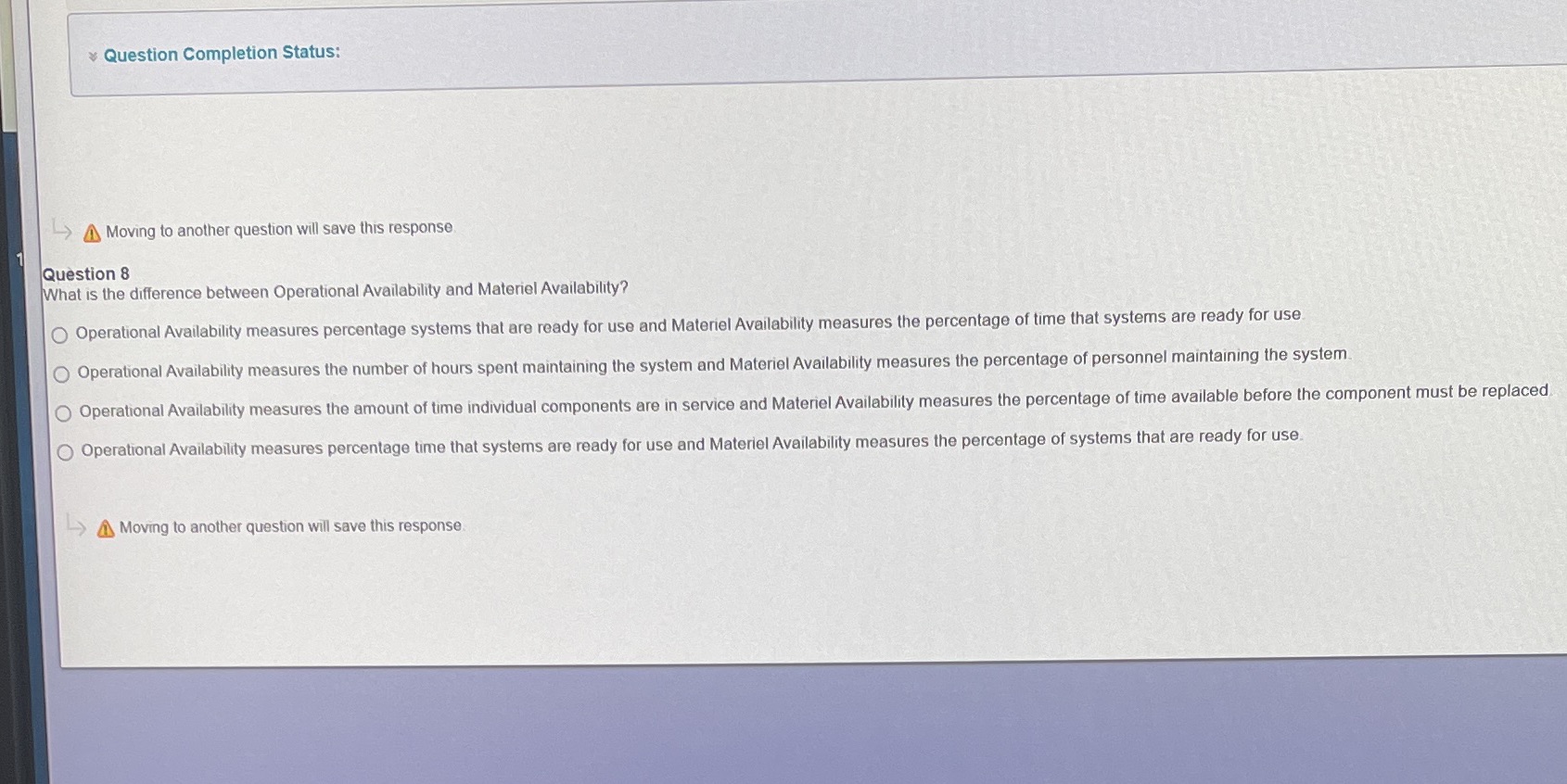 LOG 201V Question Completion Status: Moving to another question will save this