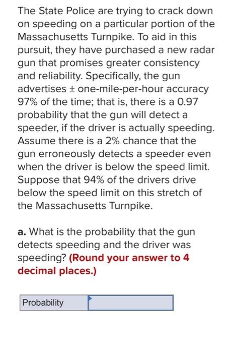 the driver was not speeding? (Round your answer to 4 decimal places.)