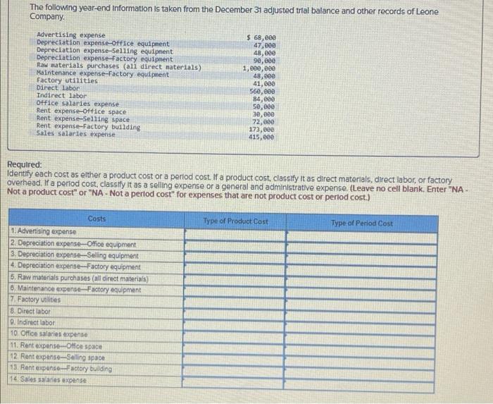 please help me solve this question its oart 1 &2 The following