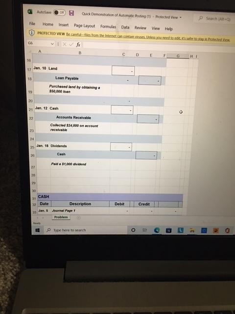 spreadsheet is designed to automatically update the ledger and trial balance that