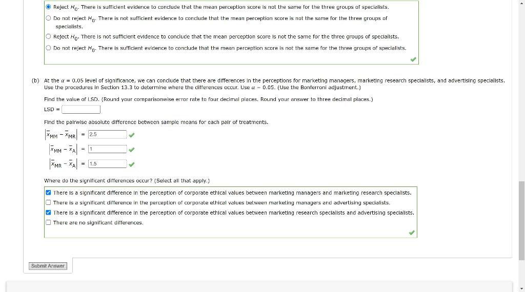 question. perception of corporate ethlcal values among Individuals speclalizing in marketing (higher