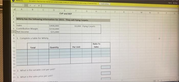 please answer ASAP thank you A 3 D E CVP and BEP