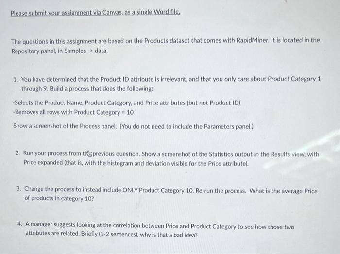  Please submit your assignment via Canvas. as a single Word file.