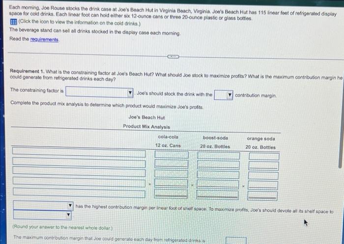 is the same for both Data table The beverage stand sells three