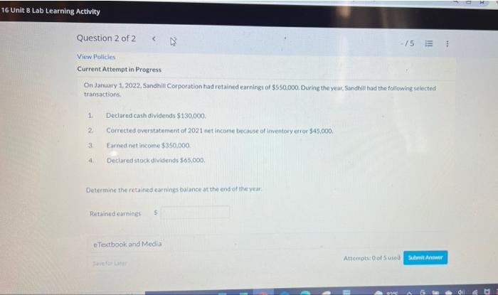 Unit 8-question 2of2- 16 Unit 8 Lab Learning Activity Question 2 of