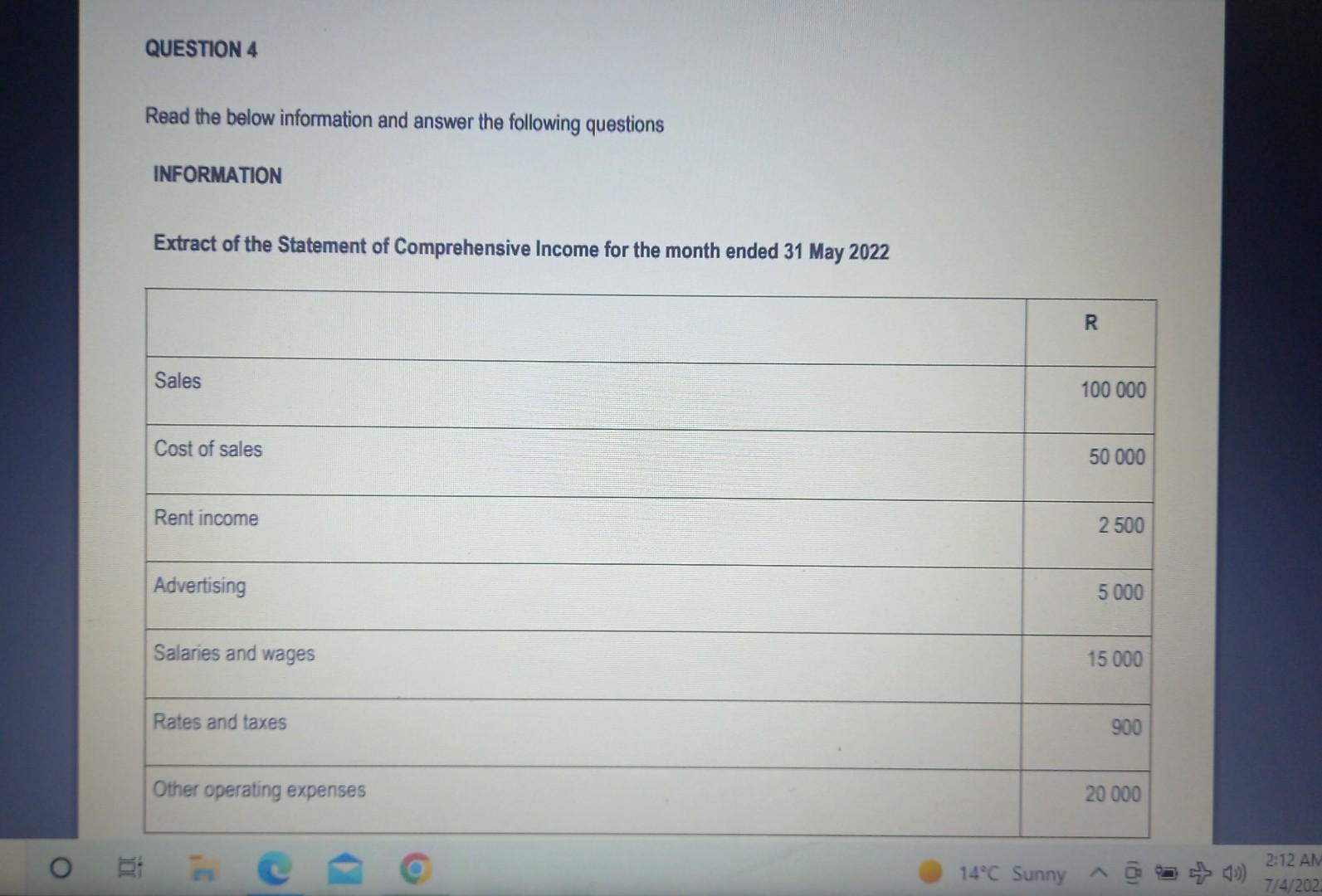  I need help with question 4.1 please O in QUESTION 4