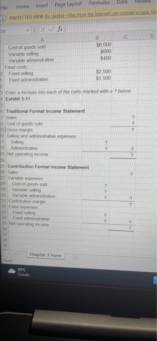 your instructor for grading. Required information Chapter 3: Applying Excel (Algo) (L03)