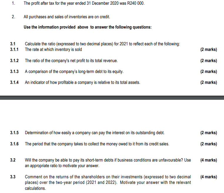 sales Operating profit Interest expense Profit before tax Profit after tax R