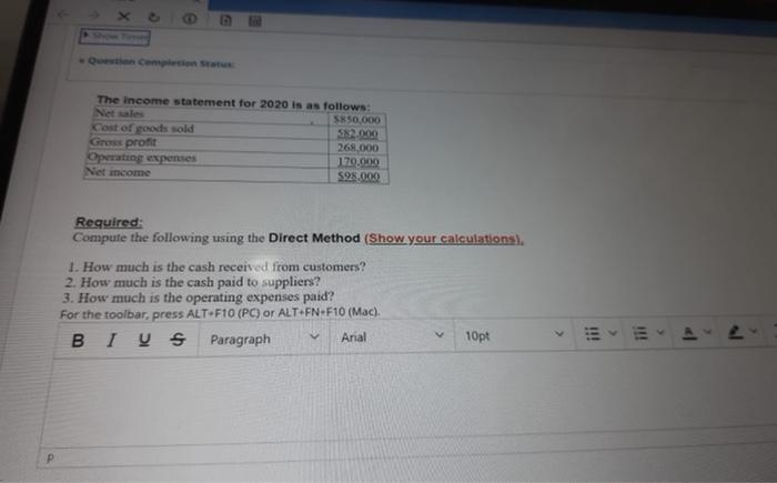 Question completion Status The following comparative statement of financial position for Dubai