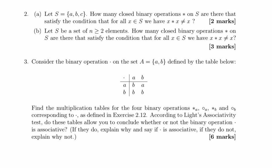 plzzz i needed Q2,3 2. (a) Let S = {a,b,c}. How