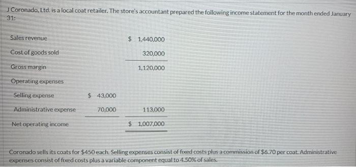 answer b for the thumb's up Coronado, Ltd. is a local coat