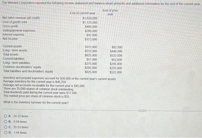 Average inventory for the current year is $36,250 Average not accounts recervable