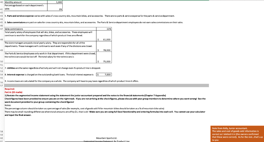 -Segmented Income Statement & Product line Analysis (41 marks) 2 Mountain Sports