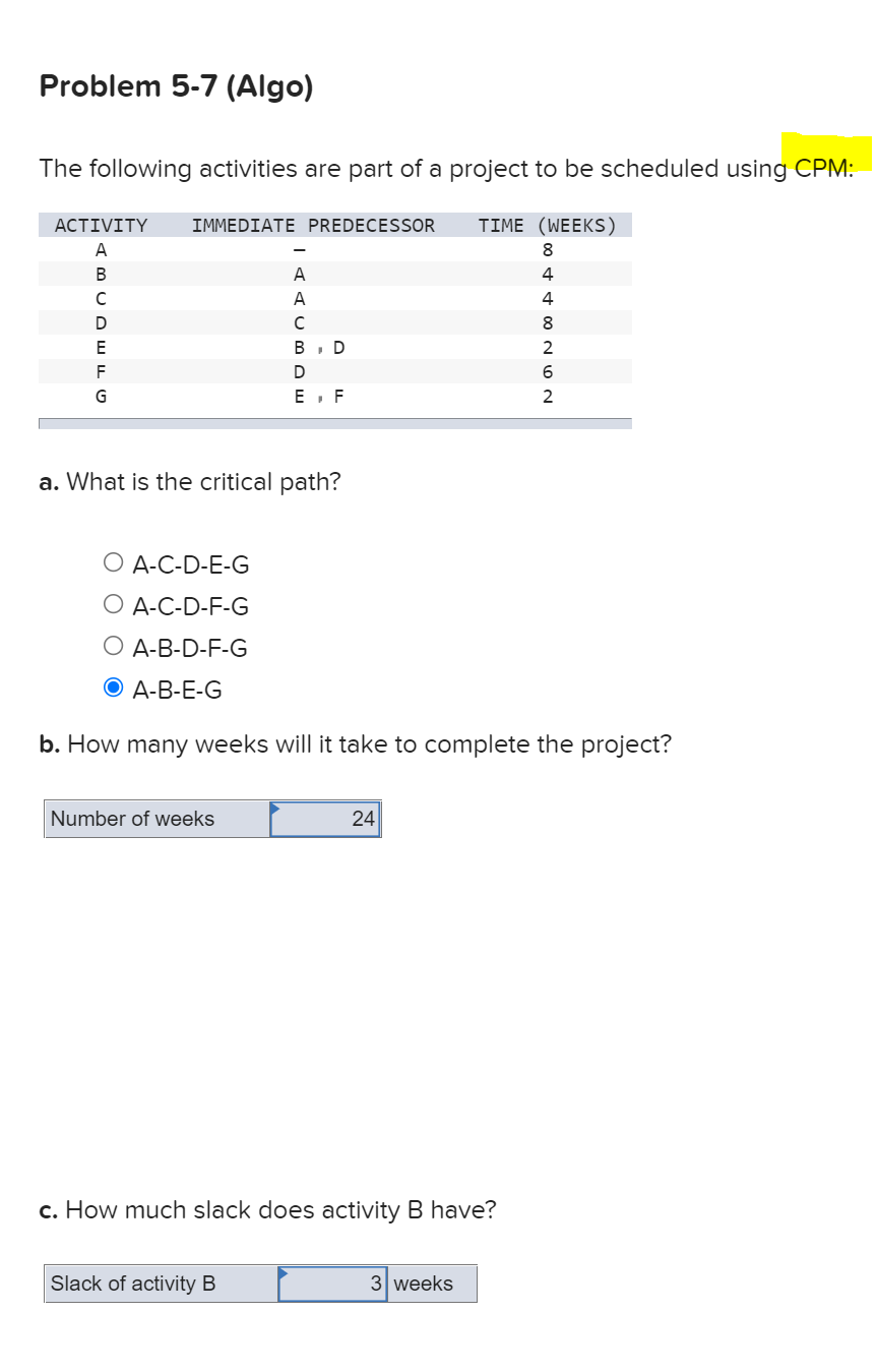 Please help me find the critical path, I tried using the tree