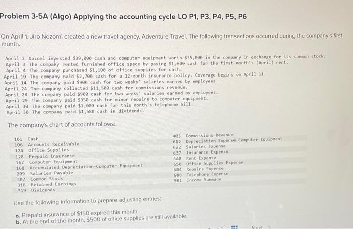 i need help on req 1 to req 7 Problem 3-5A (Algo)
