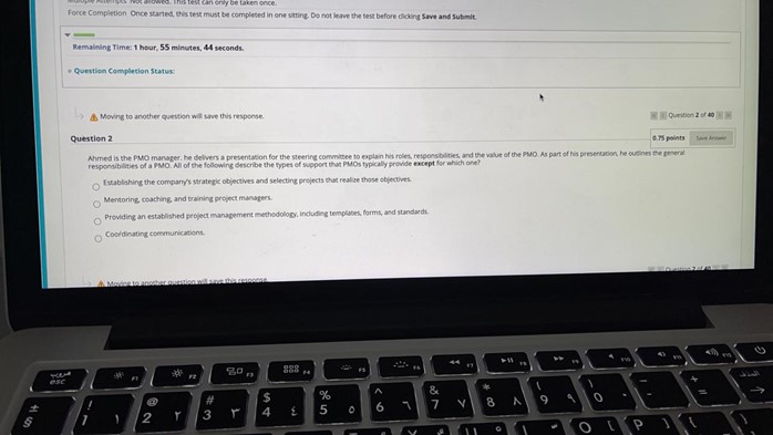 minutes, 23 seconds. Question Completion Status Moving to another question will wave