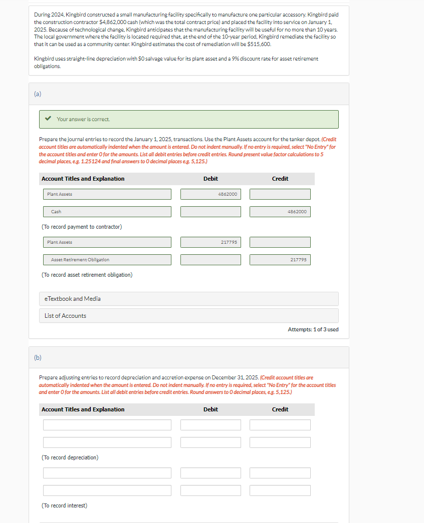  Plesae do part b. Thank you! During 2024, Kingbird constructed a