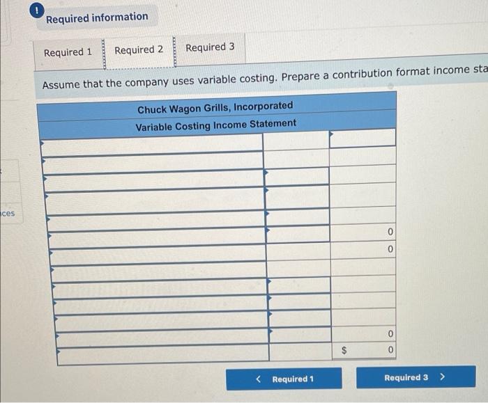 the questions displayed below.) Chuck Wagon Grills, Incorporated, makes a single product-a