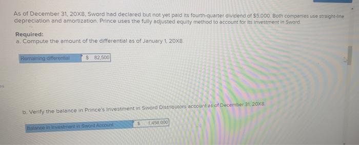 for these services Ar December 31, 20XB, Sword owed Prince $21.750 as