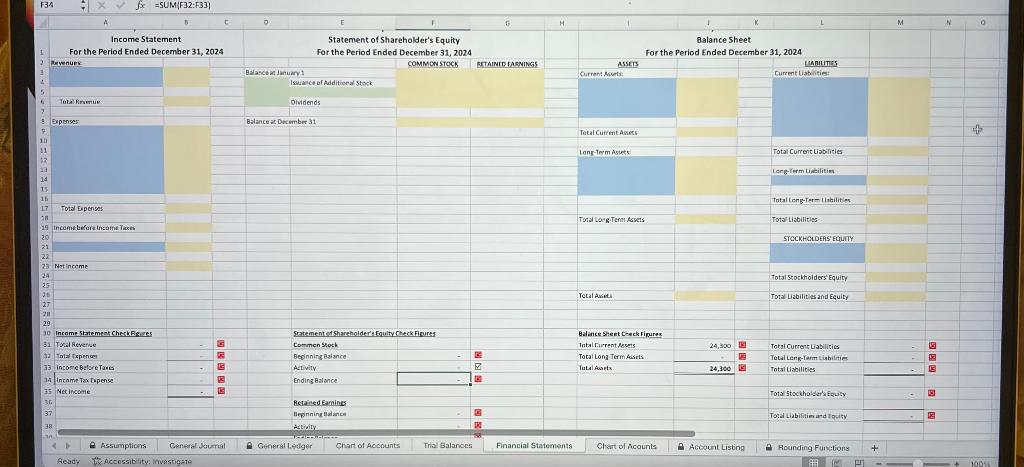 and financial statements. Please include formulas necessary, Im just confused on what
