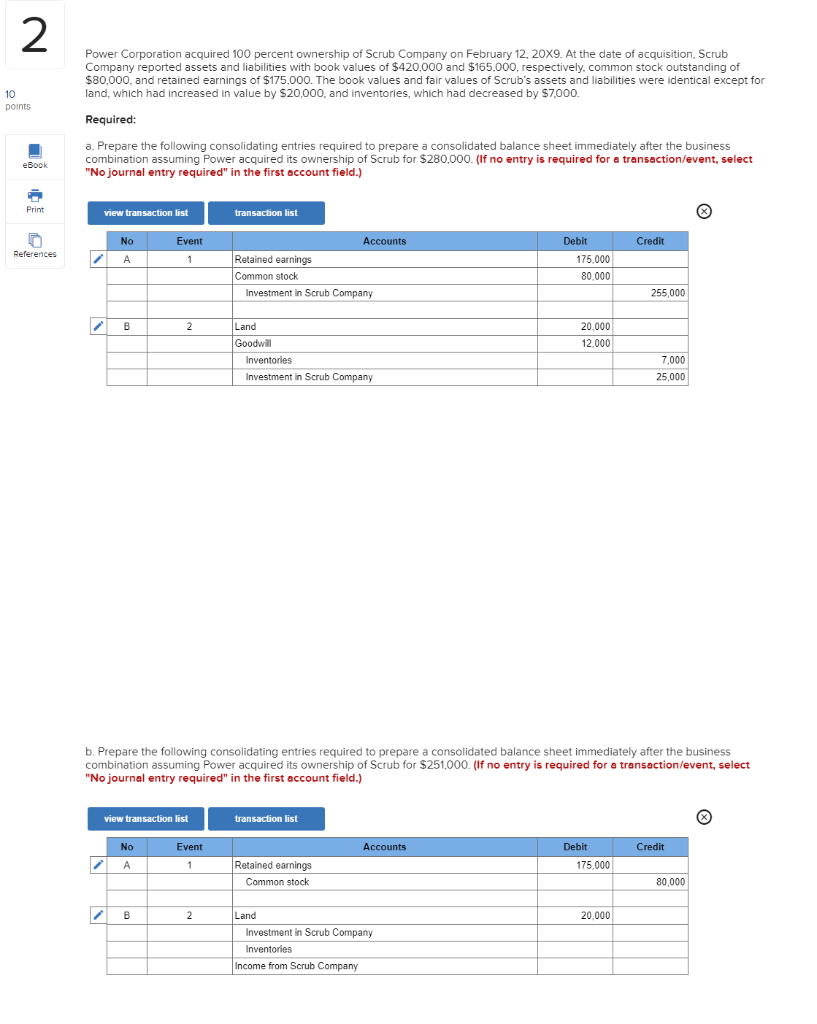 Please help with part 2! Thank you :) 2 Power Corporation