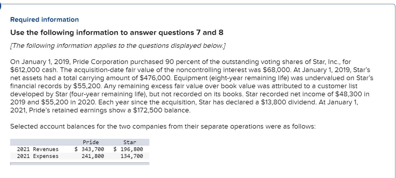  PART 2: PLEASE ANSWER BOTH PARTS USING THE SAME DATA Required