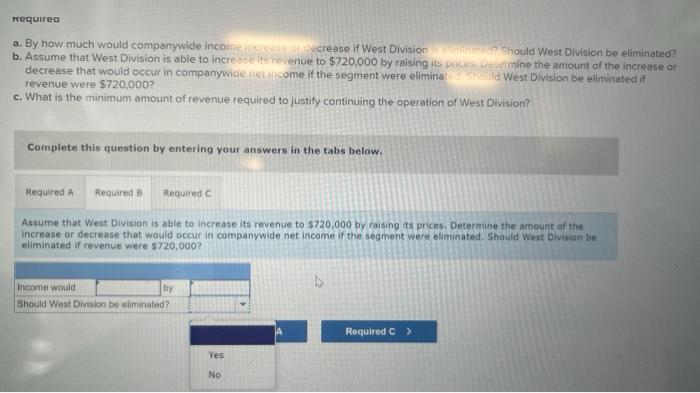 prices. Determine the amount of the increase or decrease that would occur