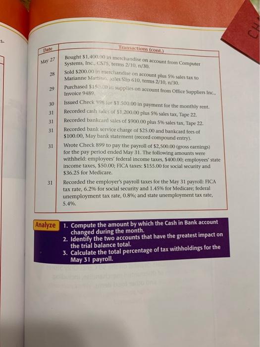 textbook. MINI PRACTICE SET 4 Business Transactions: Cordova Electronics had the follow