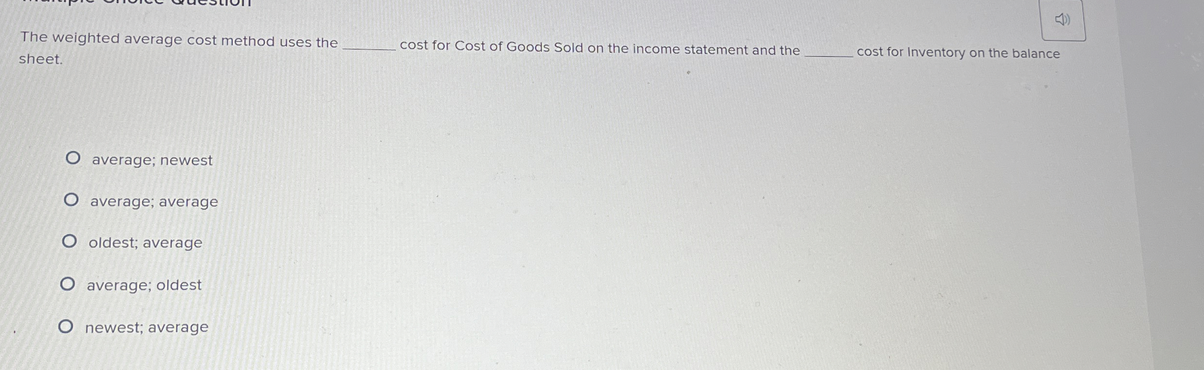  The weighted average cost method uses the cost for Cost of